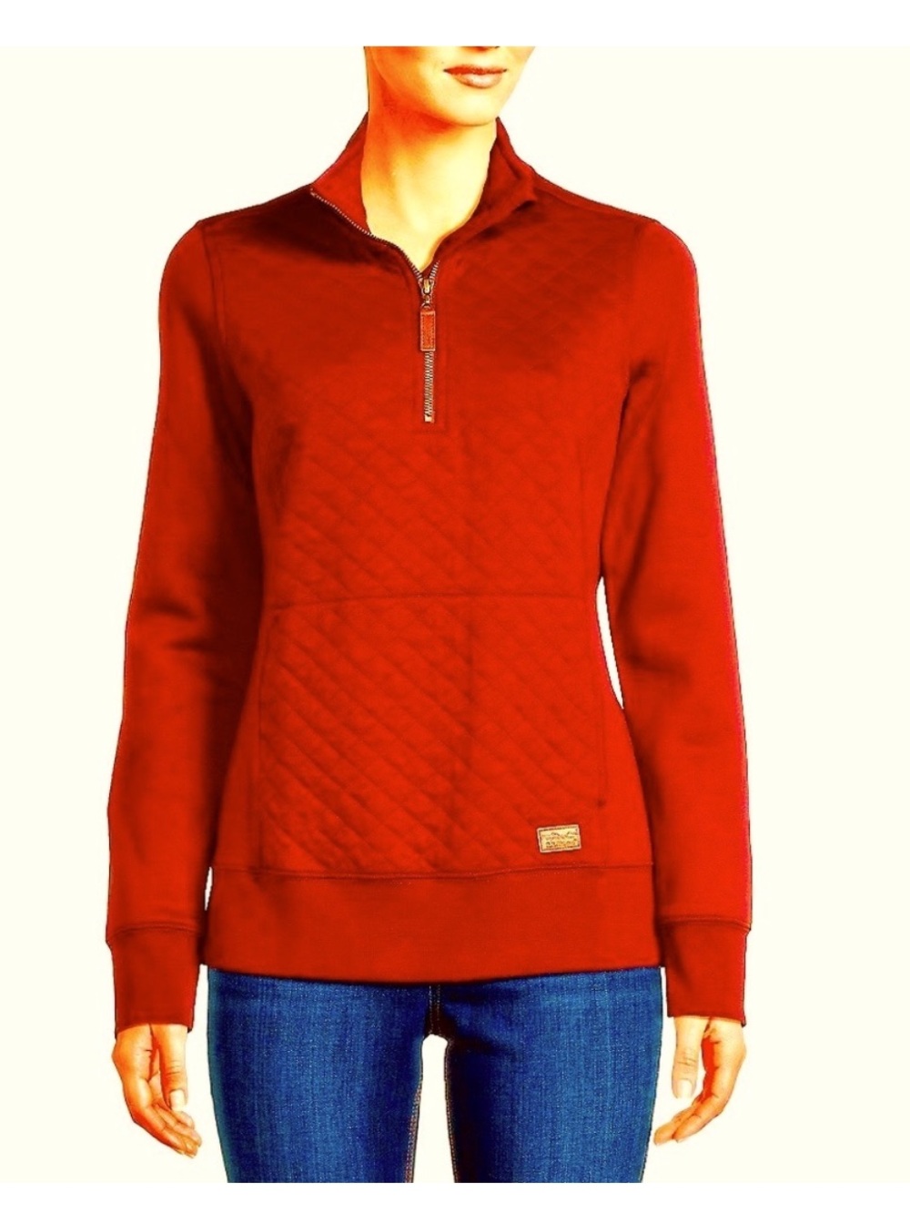 L.L. Bean Quilted Quarter-Zip Pullover, Women’s L
